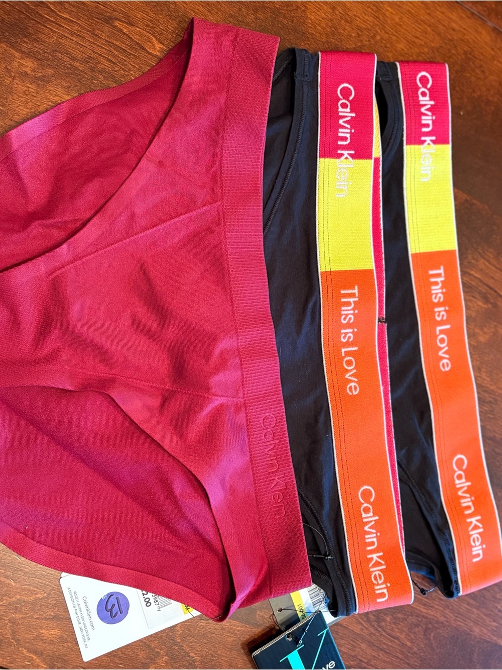 Calvin Klein Women's Multicolor Bikini Panty Set - Red, Black, Orange Accents